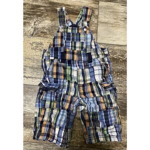 Baby Gap Overalls Jumper Blue Madras Patchwork Size 6-12 Months